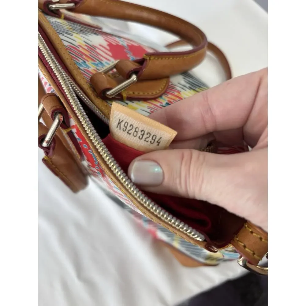 Dooney Bourke Chatham White Bright Plaid Domed Satchel Top Handles Shoulder